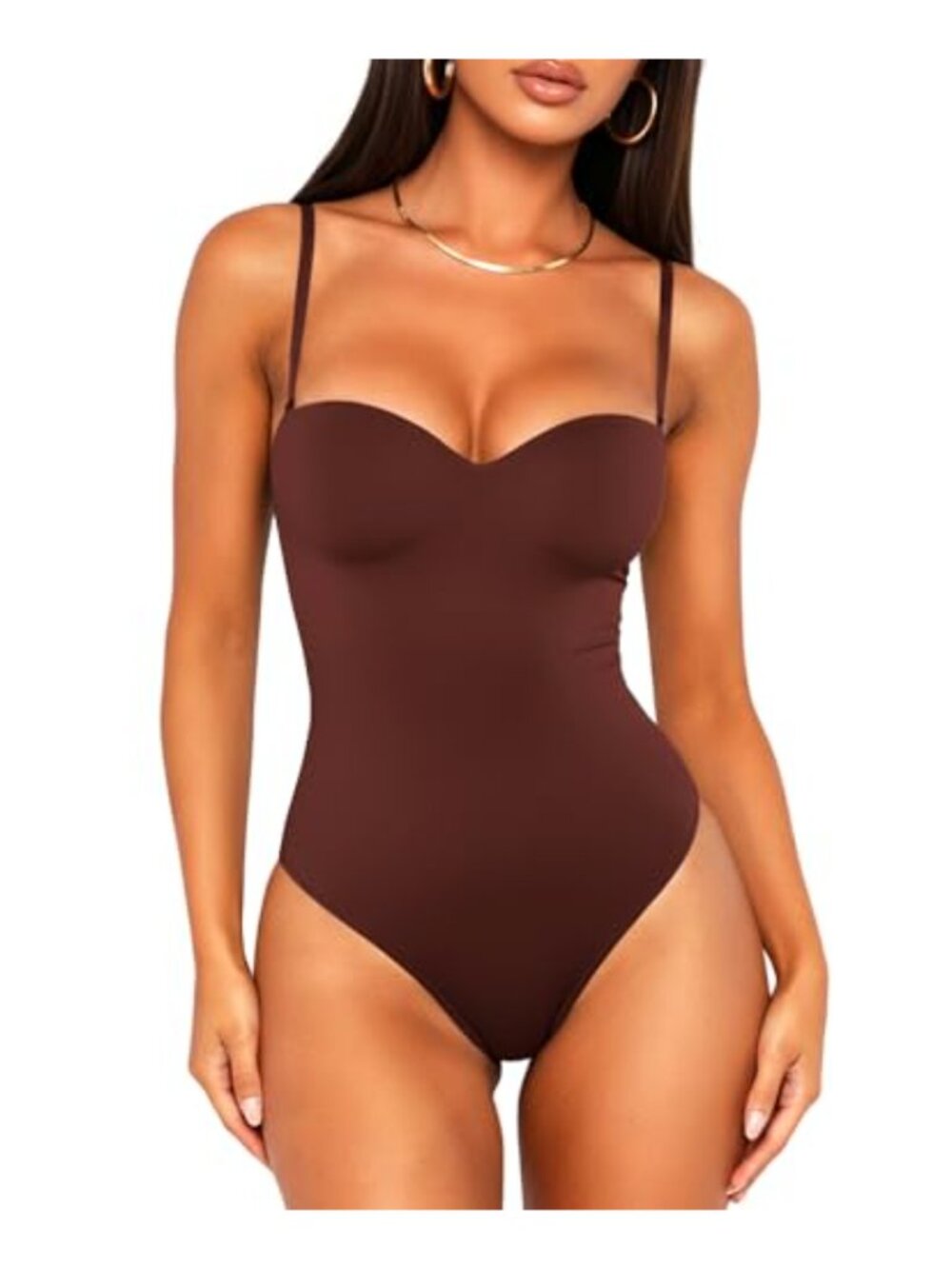 Convertible Cami Bodysuit Built in Bra Sweetheart Neck Shapewear